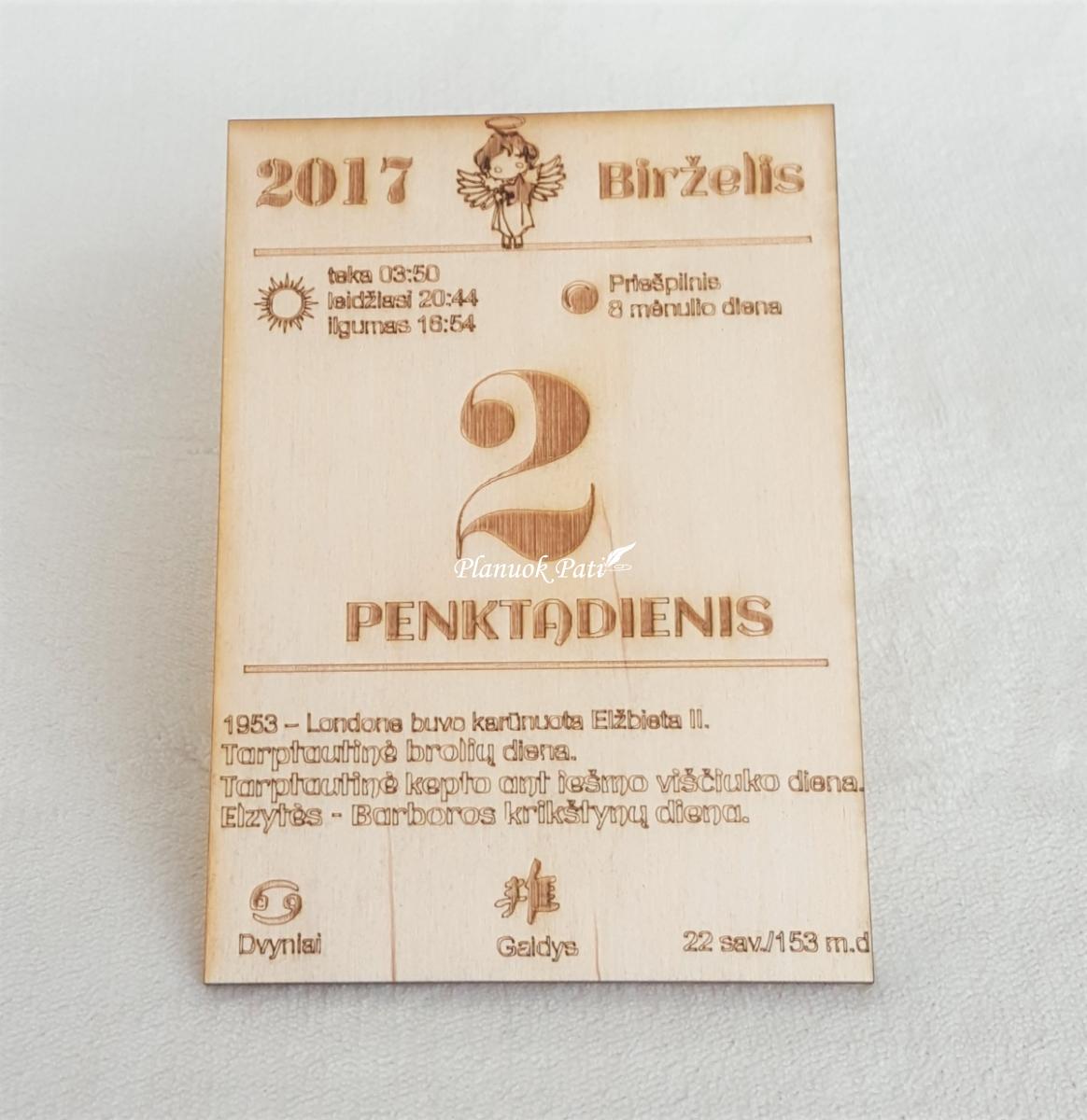 Krikštynų dienos kalendoriaus lapelis - magnetukas