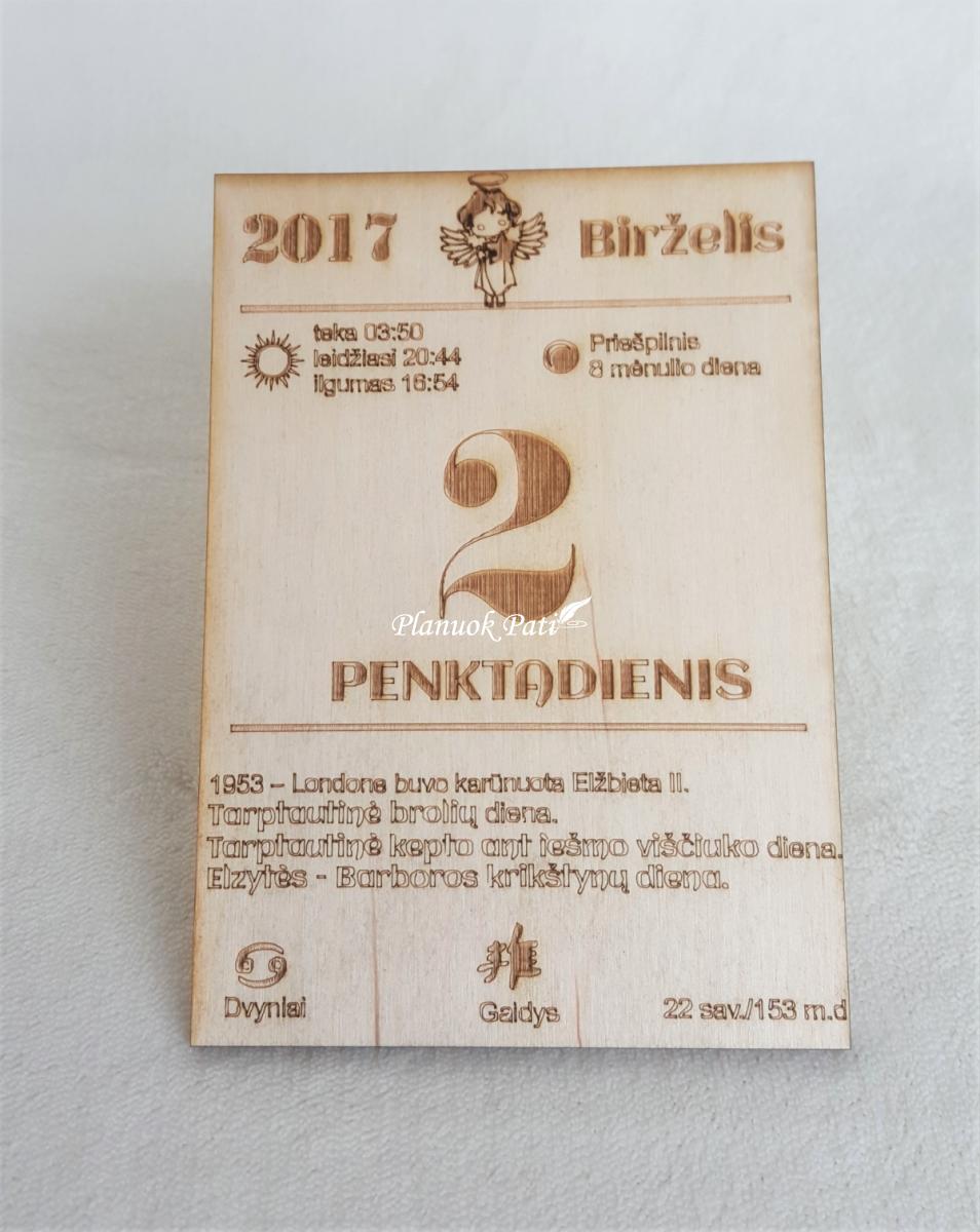 Krikštynų dienos kalendoriaus lapelis - magnetukas