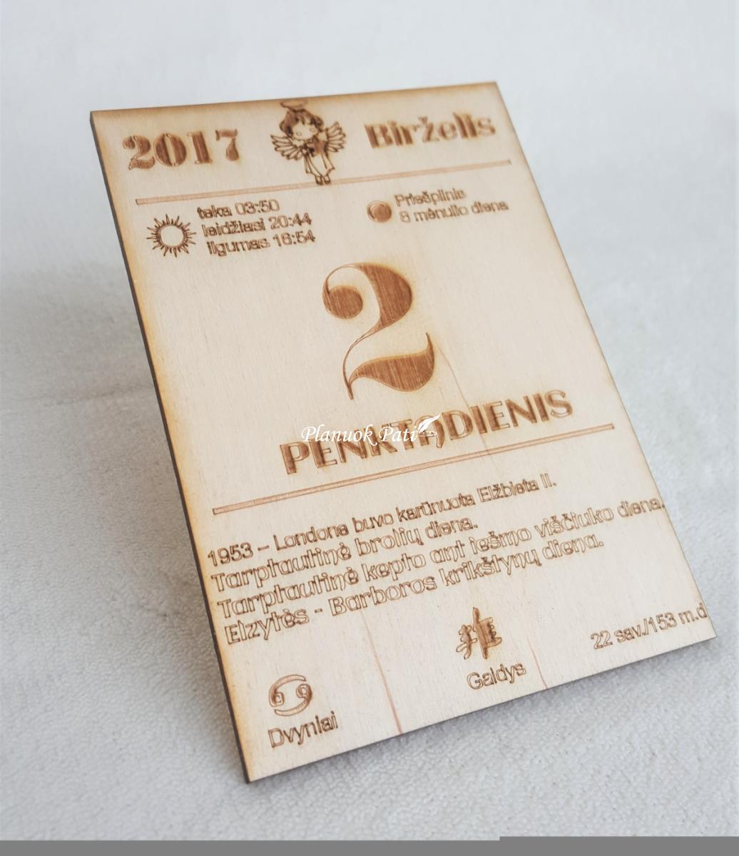 Krikštynų dienos kalendoriaus lapelis - magnetukas