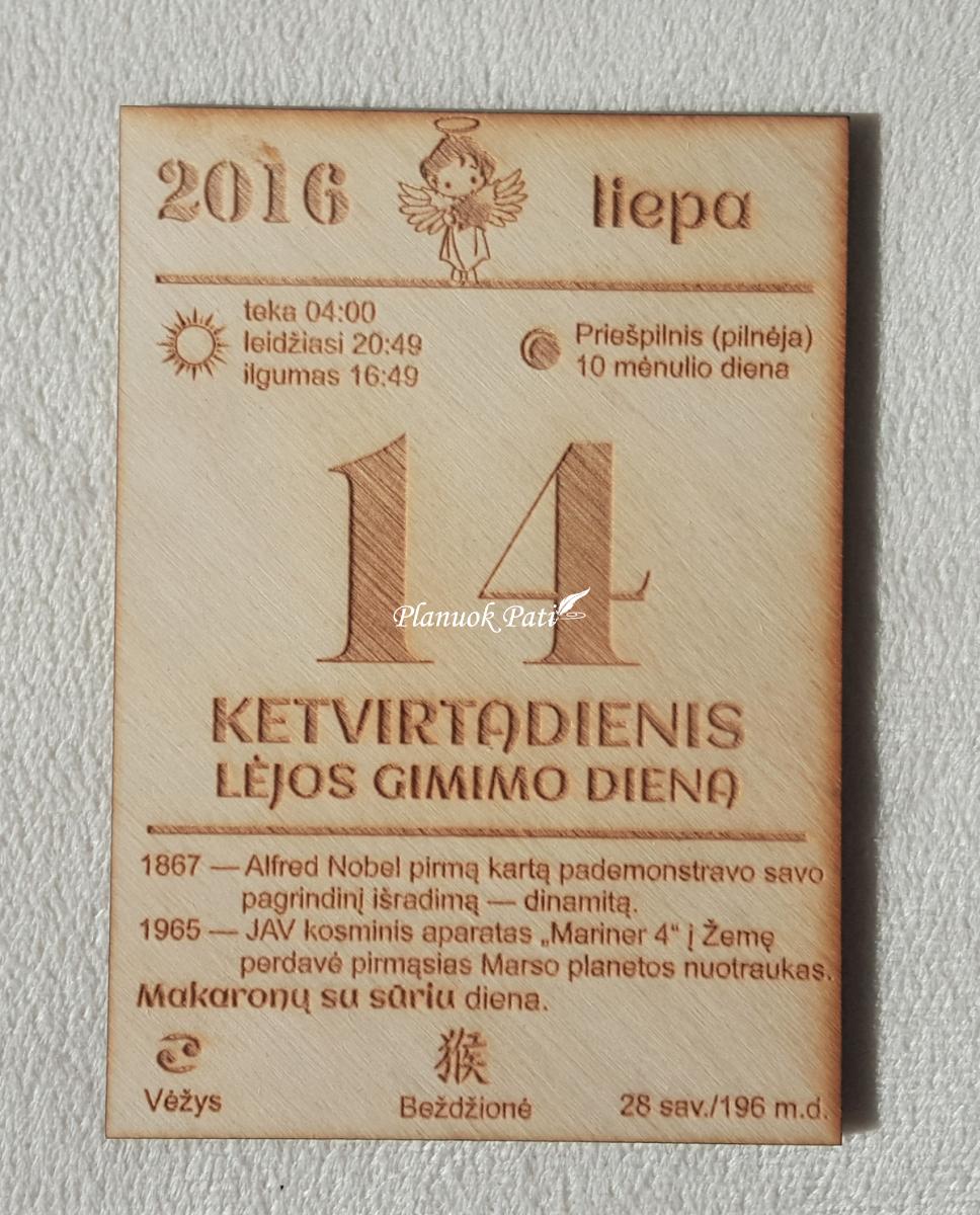 Krikštynų dienos kalendoriaus lapelis - magnetukas