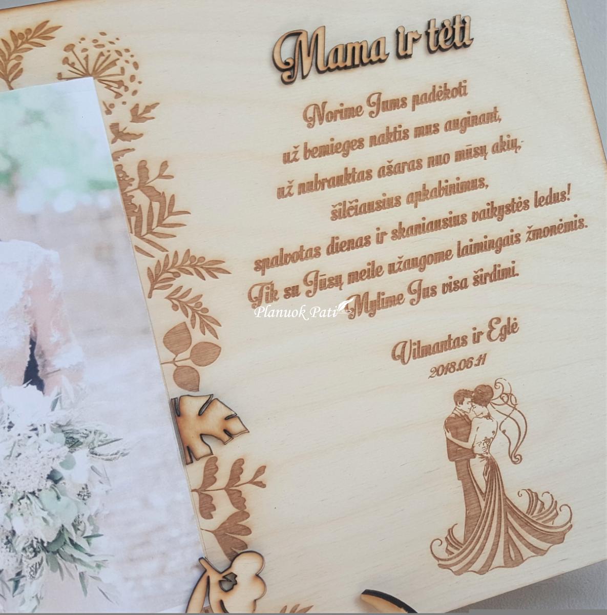 Padėka tėvams - rėmelis nuotraukai - Pora