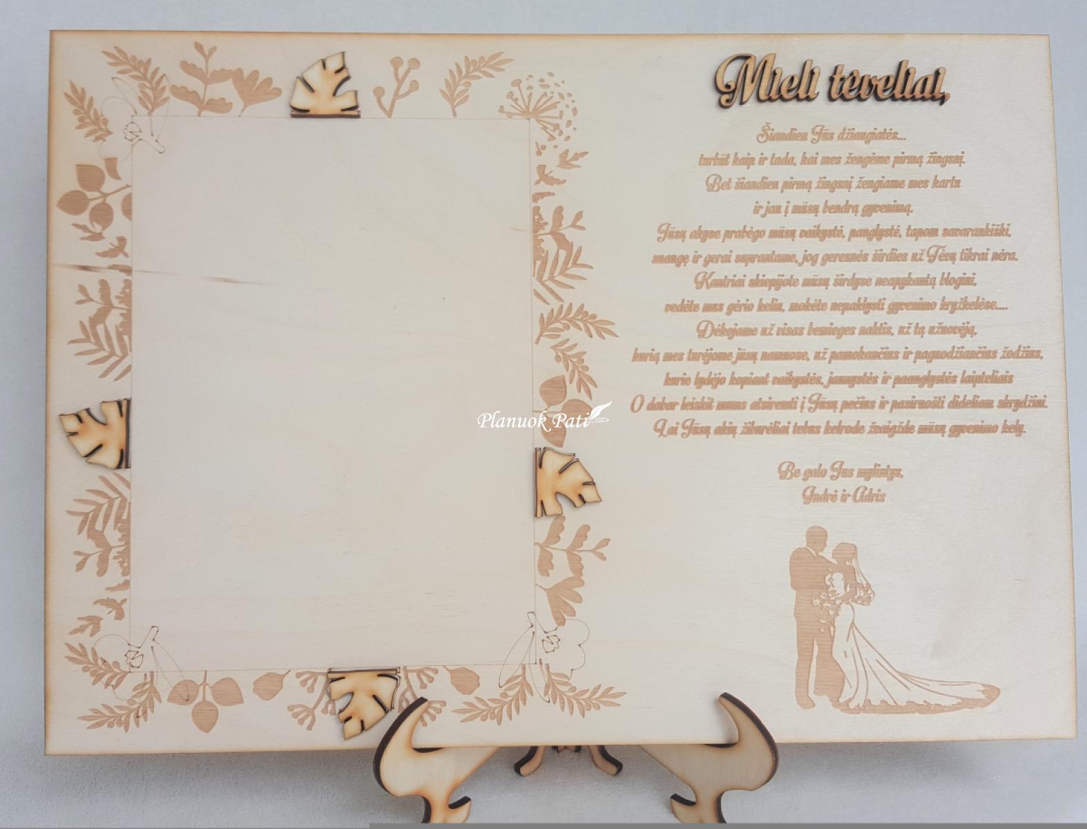 Padėka tėvams - rėmelis nuotraukai - Pora