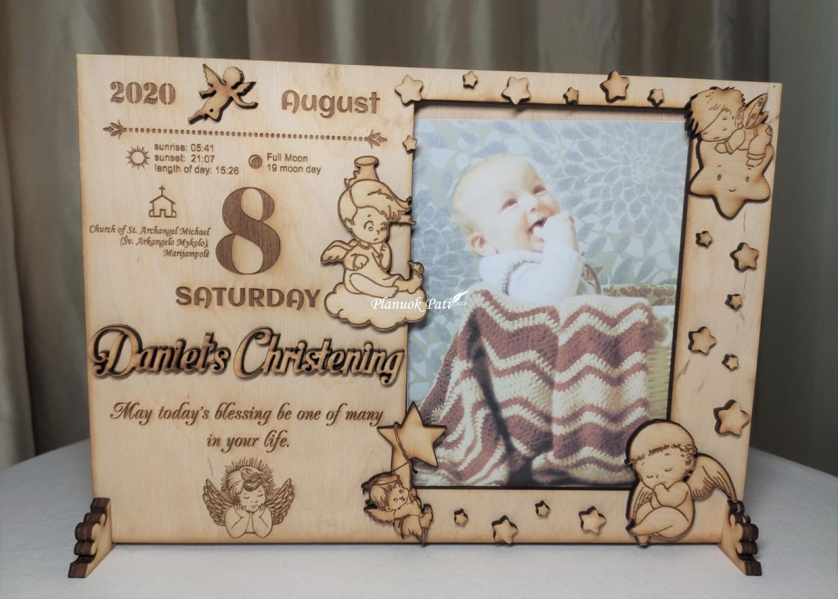 Krikštynų rėmelis su sveikinimu