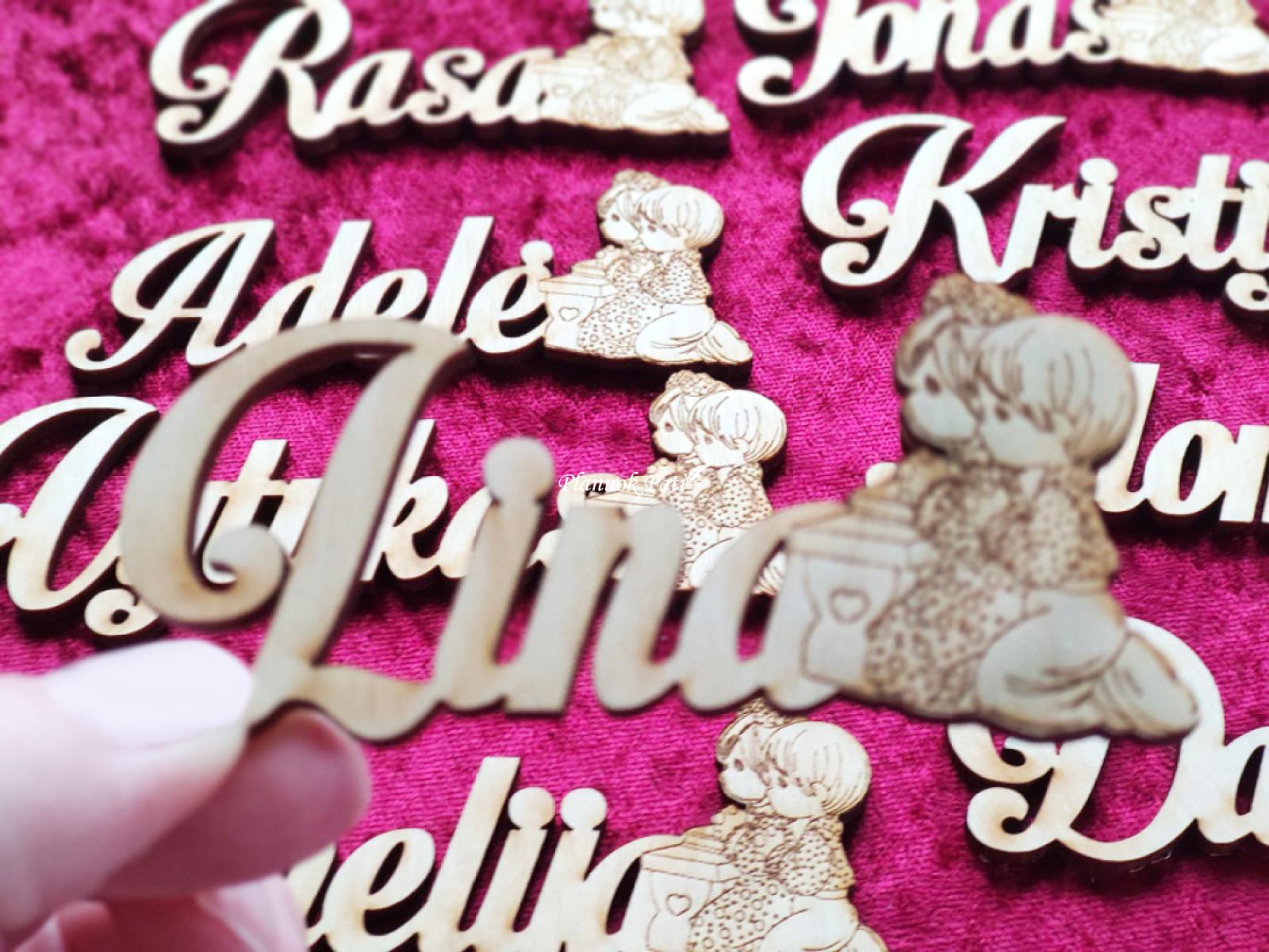 Krikštynų vardo kortelė su paveikslėliu - magnetukas