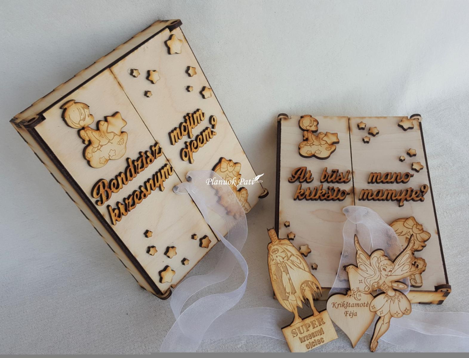 Kvietimas būti krikšto tėveliais - magnetukai atverčiamuose rėmeliuose