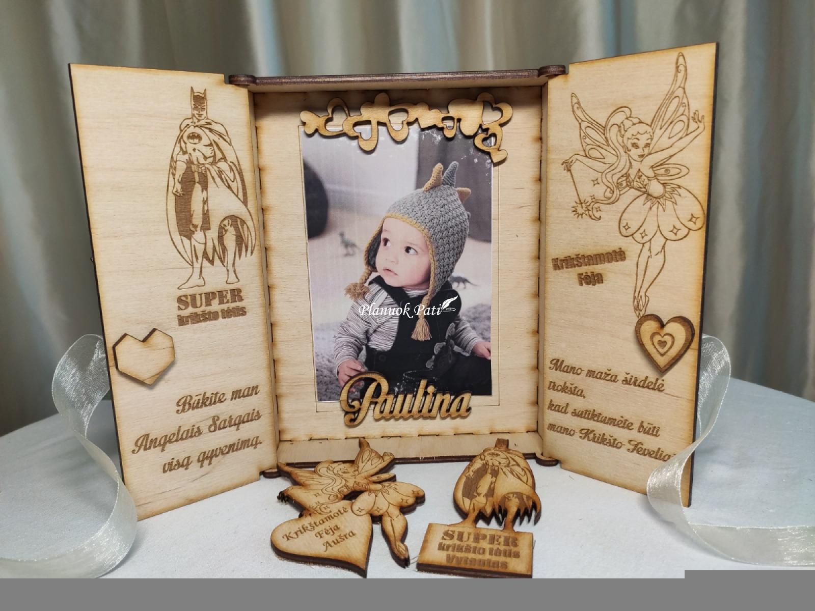 Kvietimas būti krikšto tėveliais - magnetukai atverčiamuose rėmeliuose