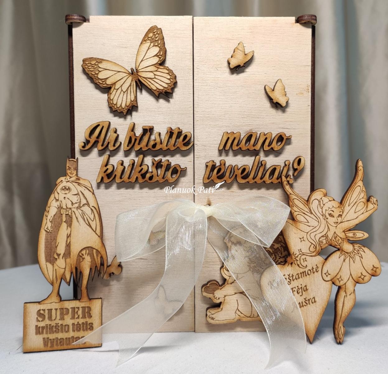 Kvietimas būti krikšto tėveliais - magnetukai atverčiamuose rėmeliuose