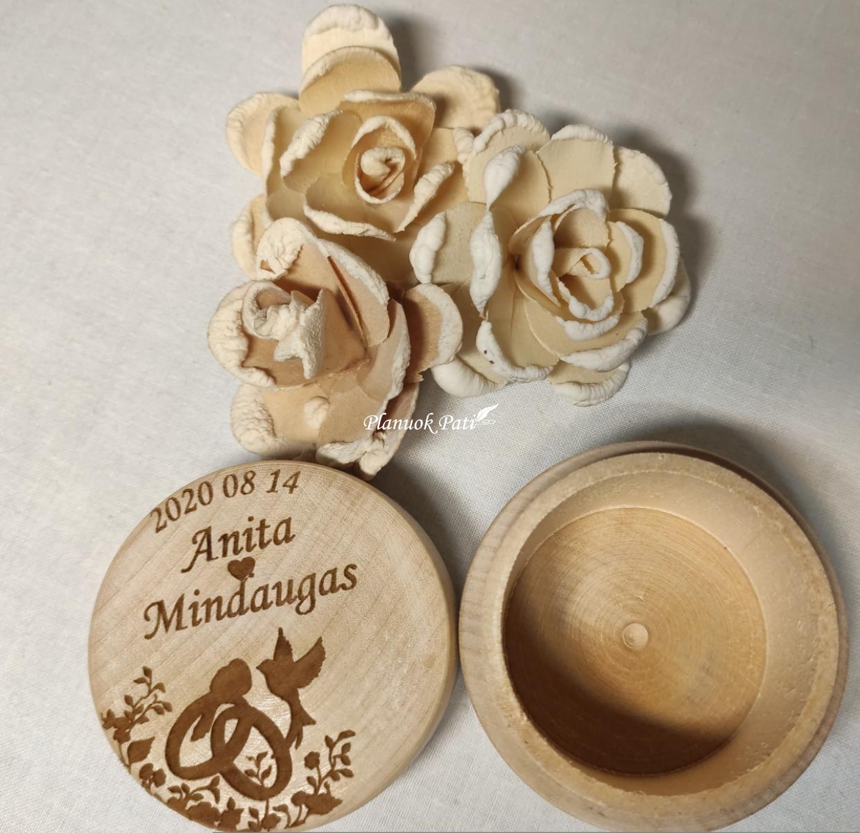 Apvali dėžutė vestuviniams žiedams (maža)