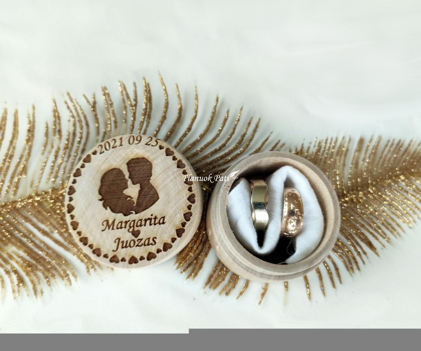 Apvali dėžutė vestuviniams žiedams (maža)