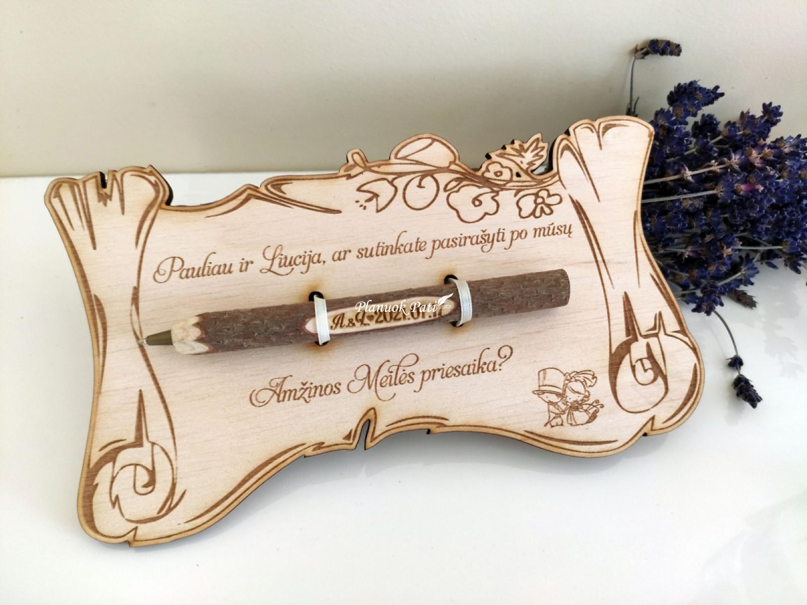 Kvietimas arba padėka su rašikliu