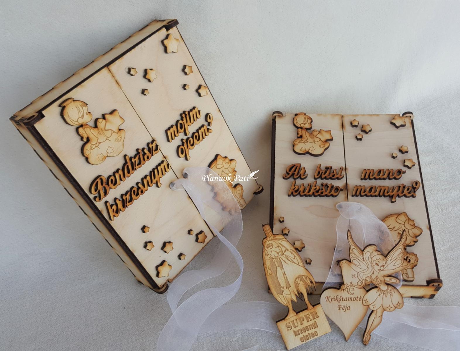 Du kvietimai būti krikšto tėveliais - magnetukai atverčiamuose rėmeliuose