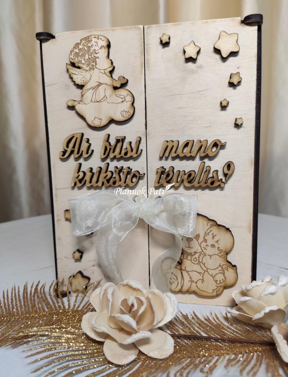 Du kvietimai būti krikšto tėveliais - magnetukai atverčiamuose rėmeliuose