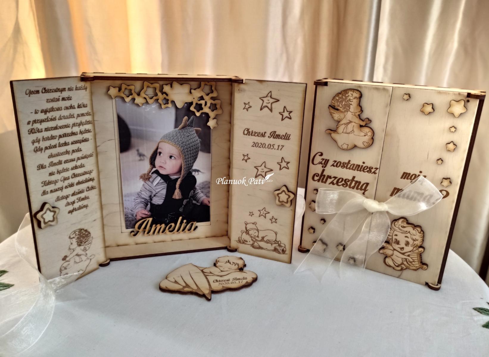 Du kvietimai būti krikšto tėveliais - magnetukai atverčiamuose rėmeliuose