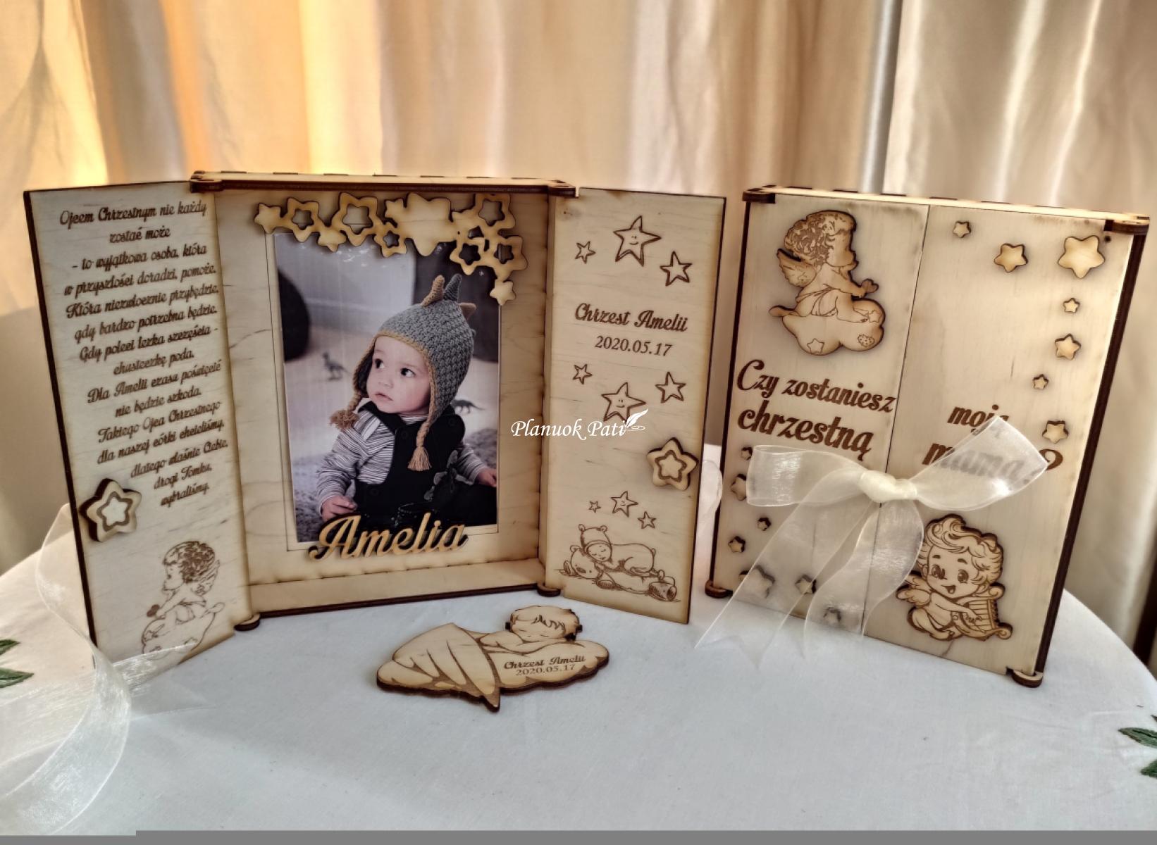 Du kvietimai būti krikšto tėveliais - magnetukai atverčiamuose rėmeliuose