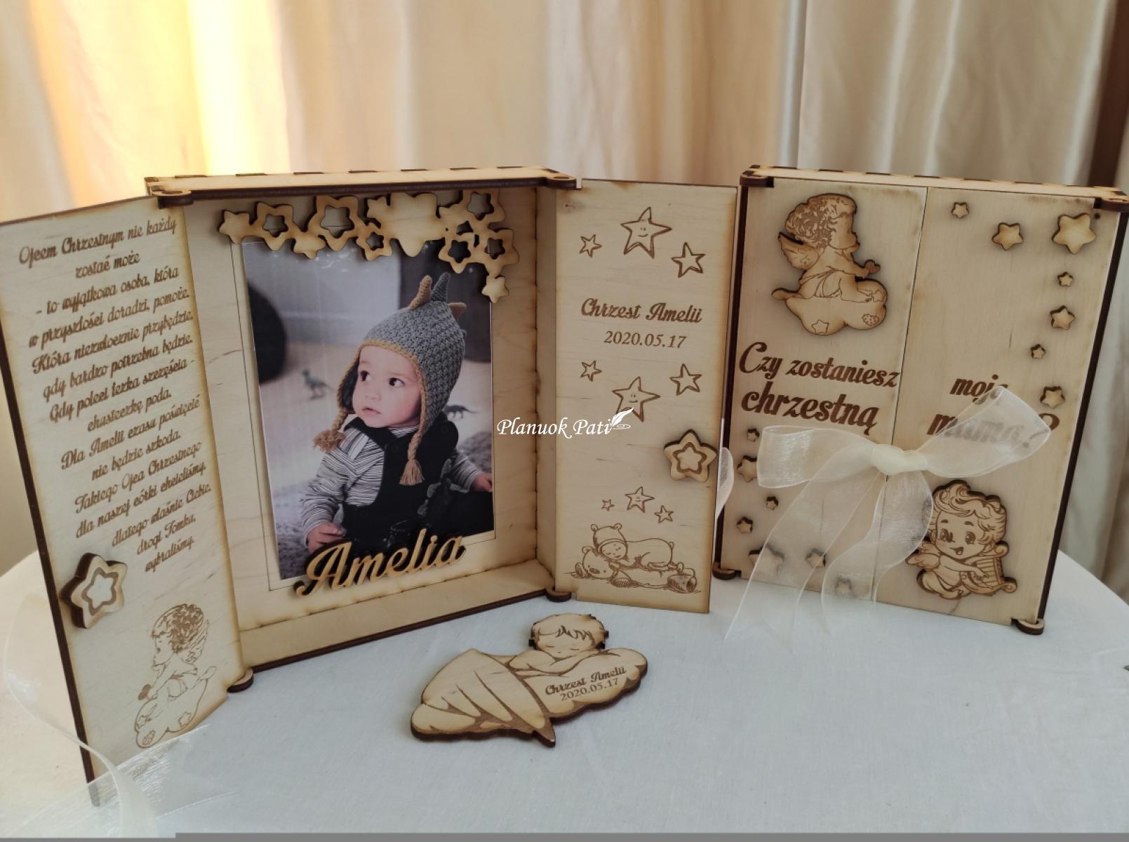 Du kvietimai būti krikšto tėveliais - magnetukai atverčiamuose rėmeliuose