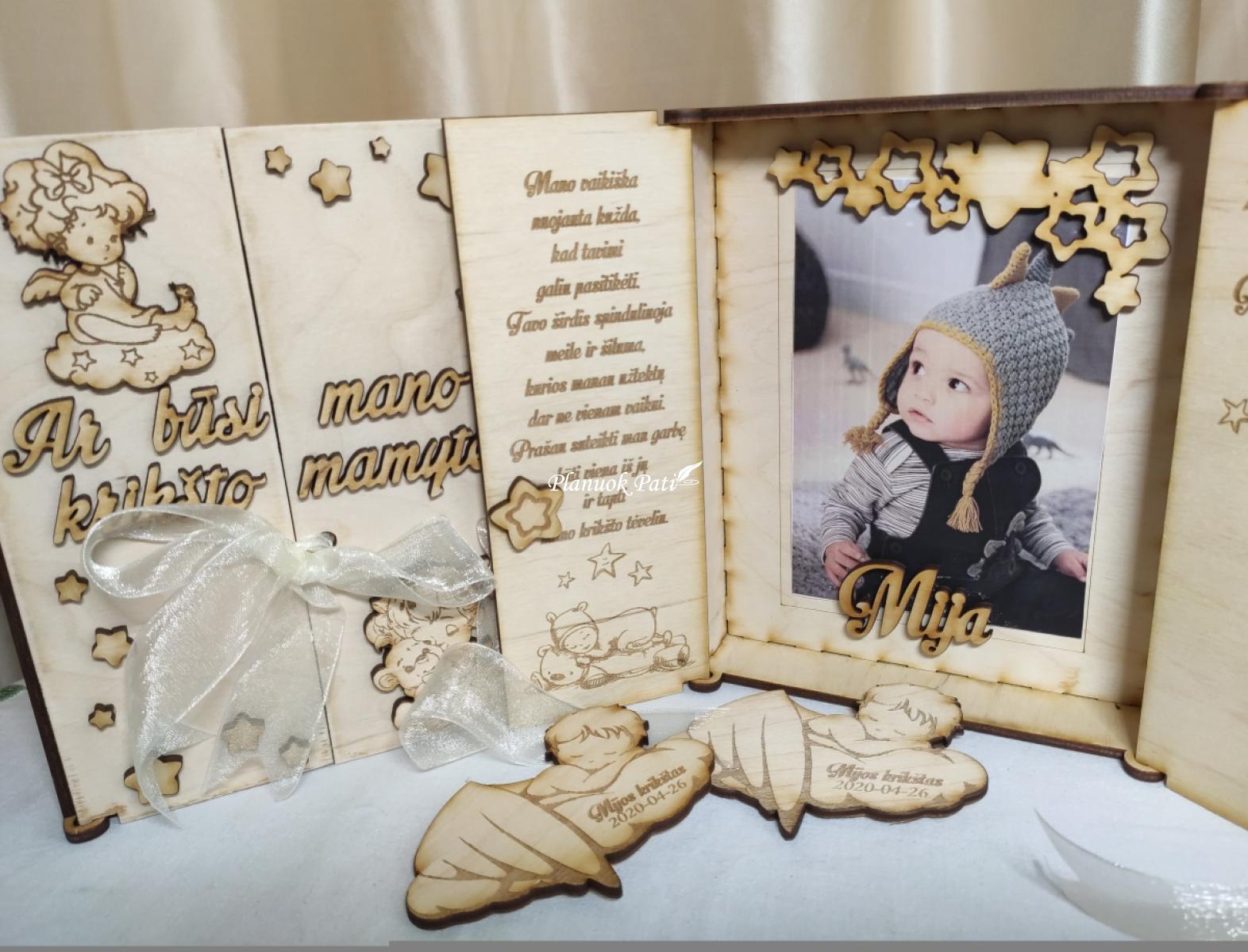 Du kvietimai būti krikšto tėveliais - magnetukai atverčiamuose rėmeliuose