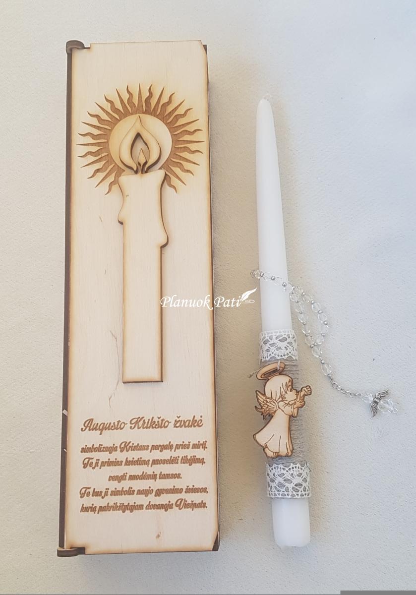 Krikšto žvakės ir pirmojo rožančiaus komplektas
