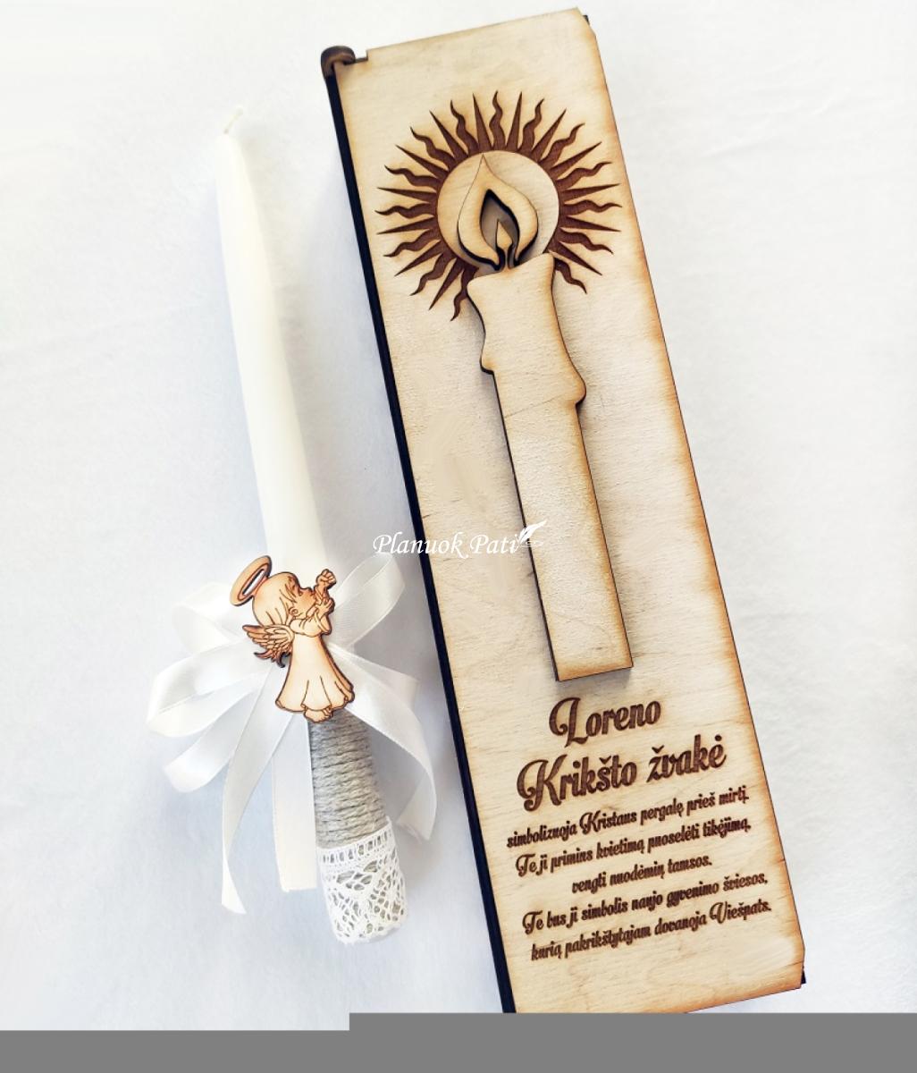 Krikšto žvakės ir pirmojo rožančiaus komplektas