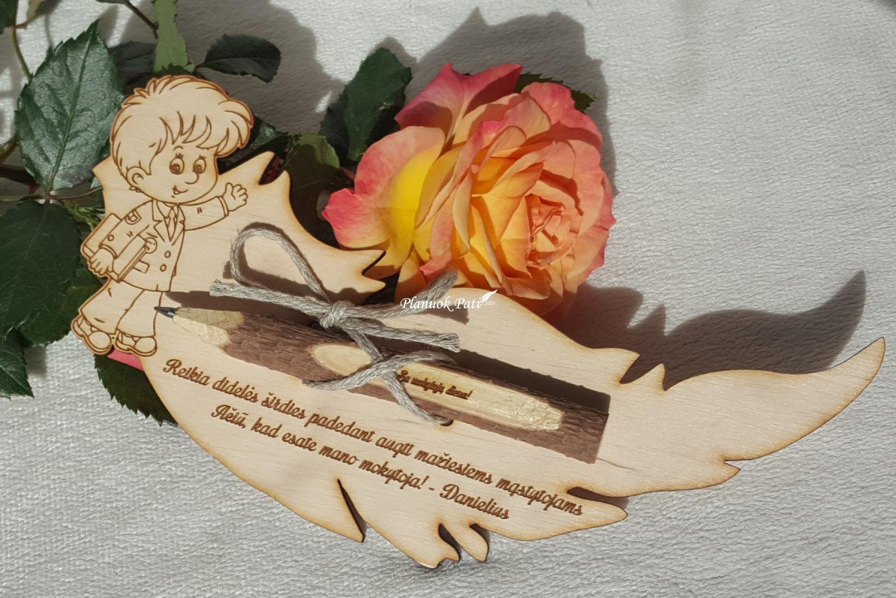 Padėka mokytojui su rašikliu