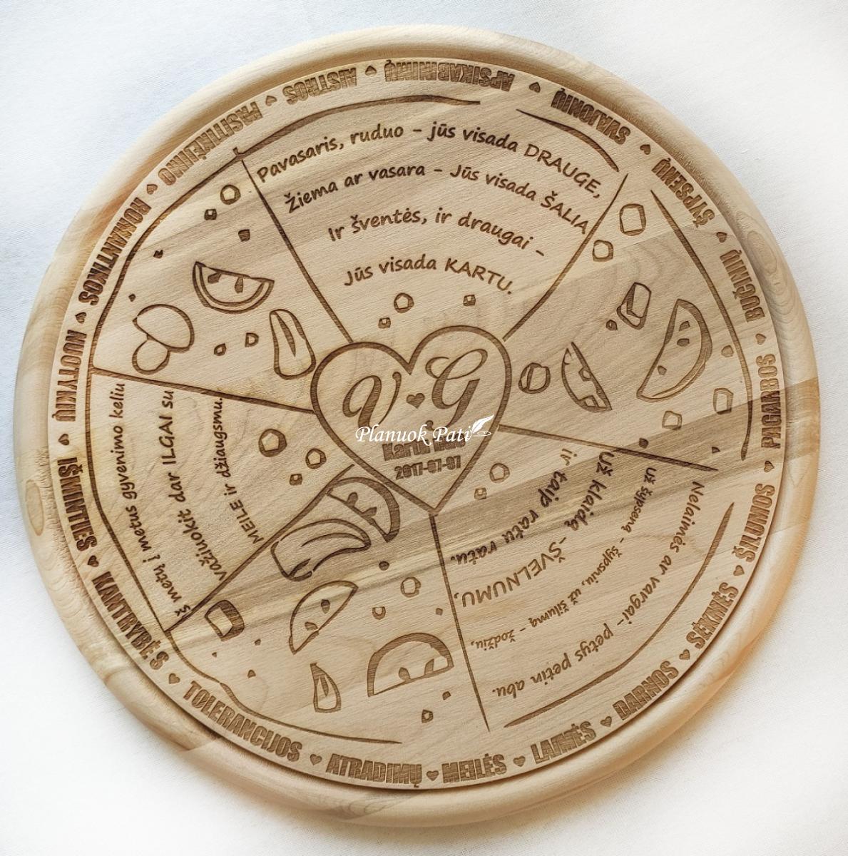 Padėklas medinių vestuvių proga