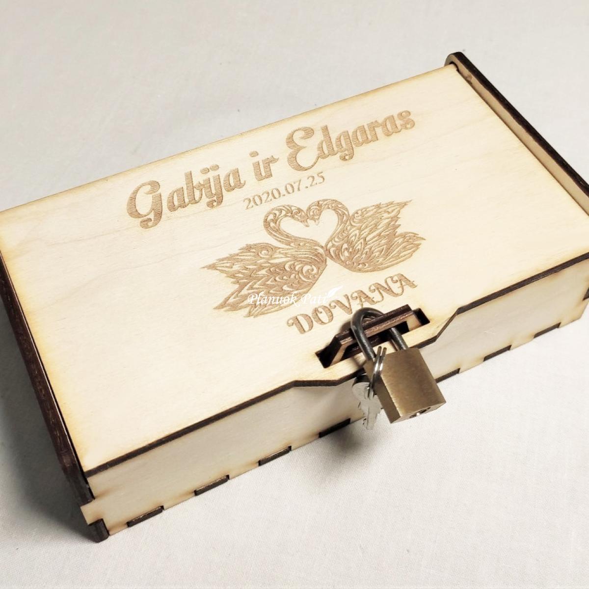 Dėžutė pinigams su spynele ir sveikinimu-magnetuku