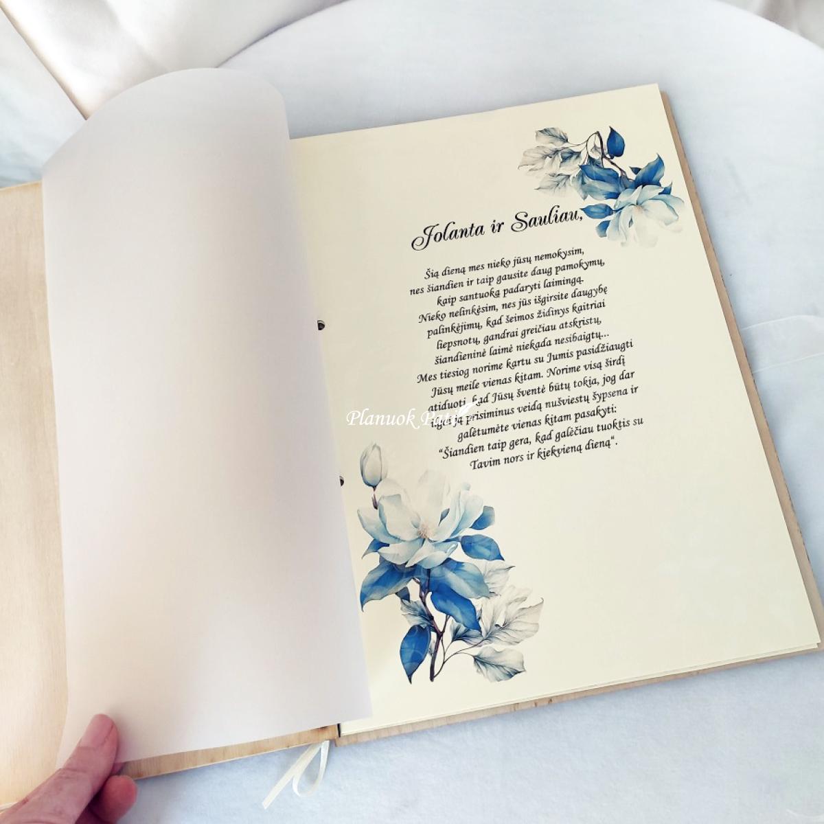 Segtuvas su sveikinimu santuokos liudijimui saugoti