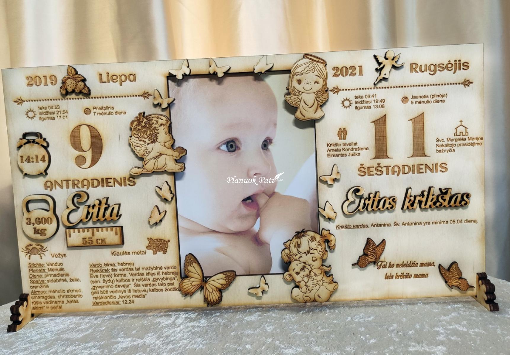 Gimimo metrikų ir krikštynų dienos rėmelis nuotraukai