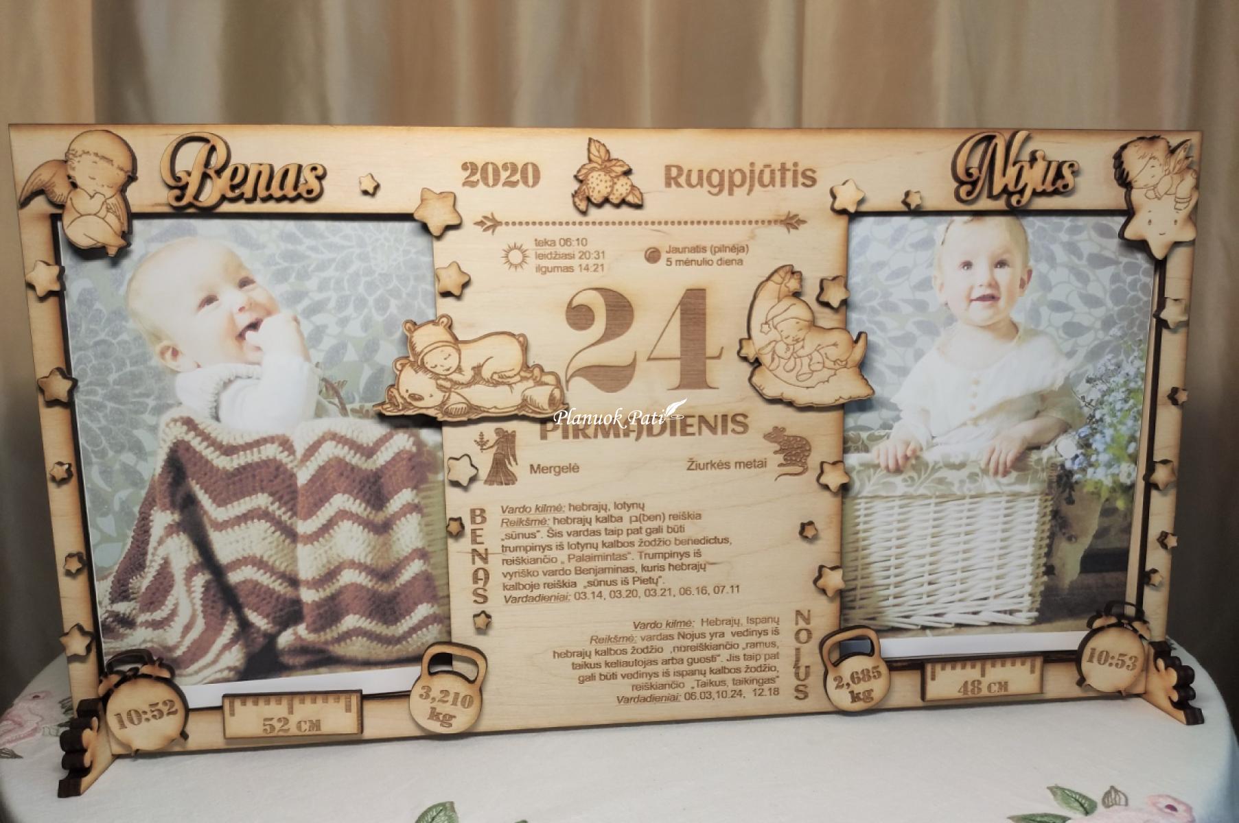 Metrikų rėmelis dviems nuotraukoms