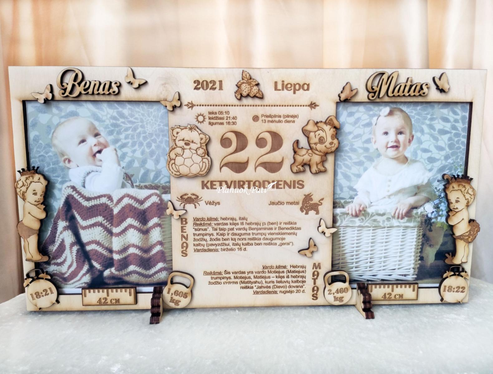 Metrikų rėmelis dviems nuotraukoms