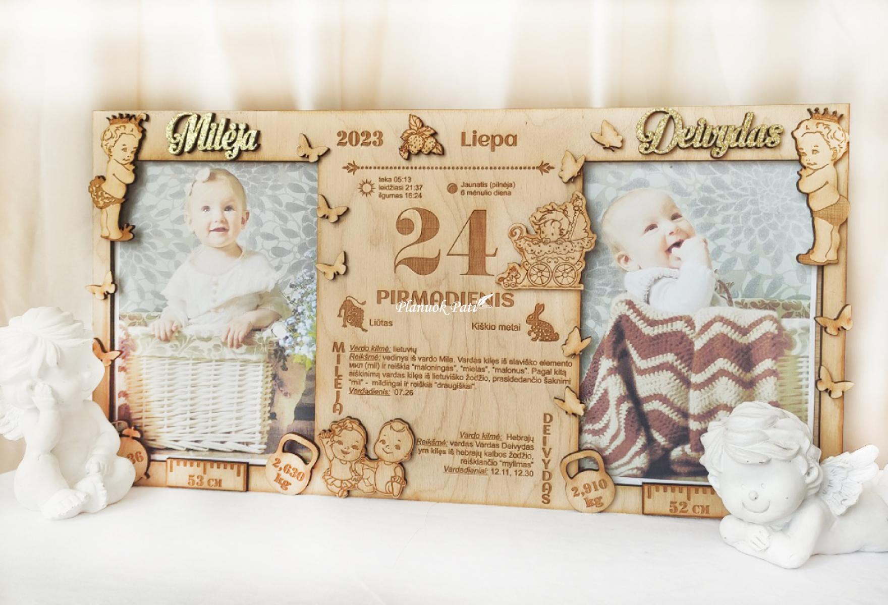 Metrikų rėmelis dviems nuotraukoms