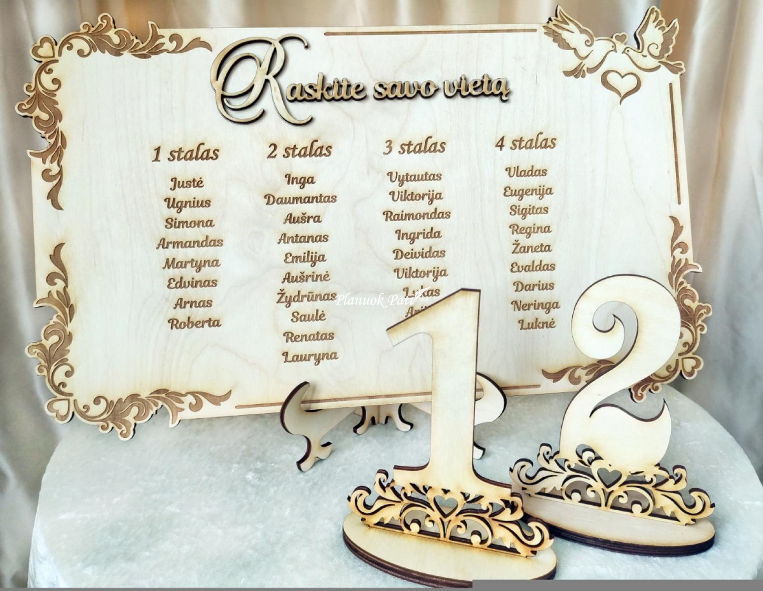 Skaičiai - dekoratyvūs staliukų numeriai