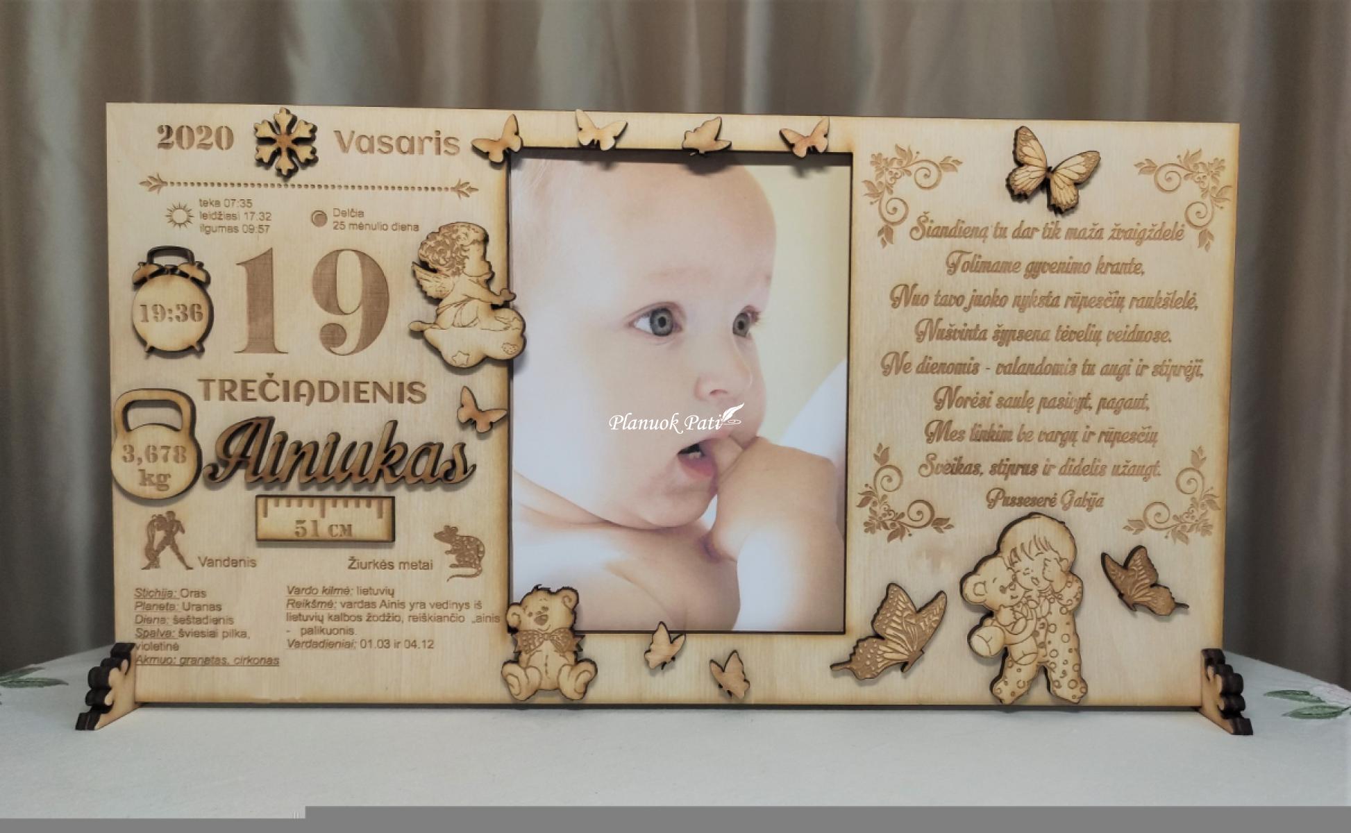 Metrikų rėmelis su sveikinimu