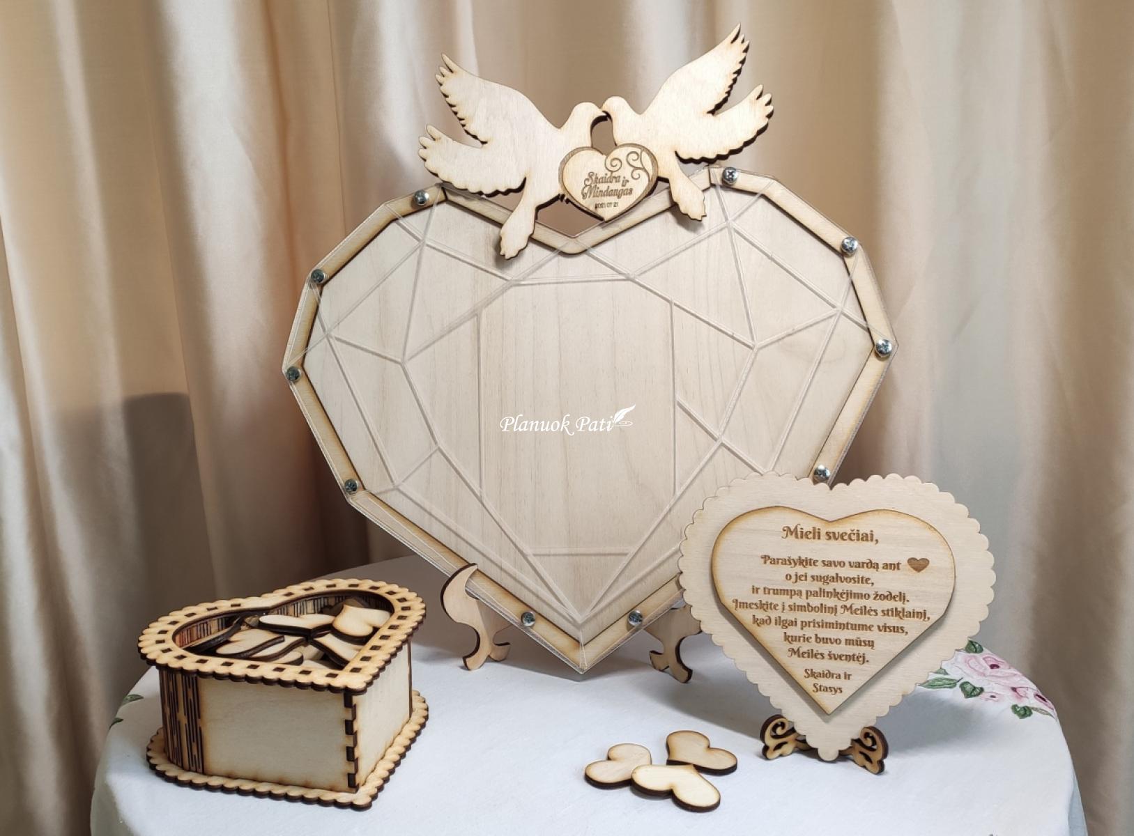 Deimantinė širdis svečių palinkėjimams