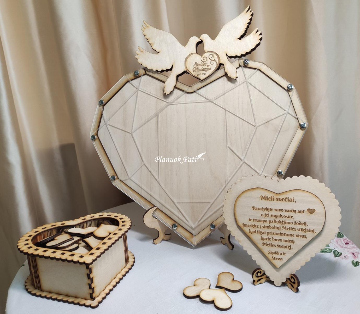 Deimantinė širdis svečių palinkėjimams