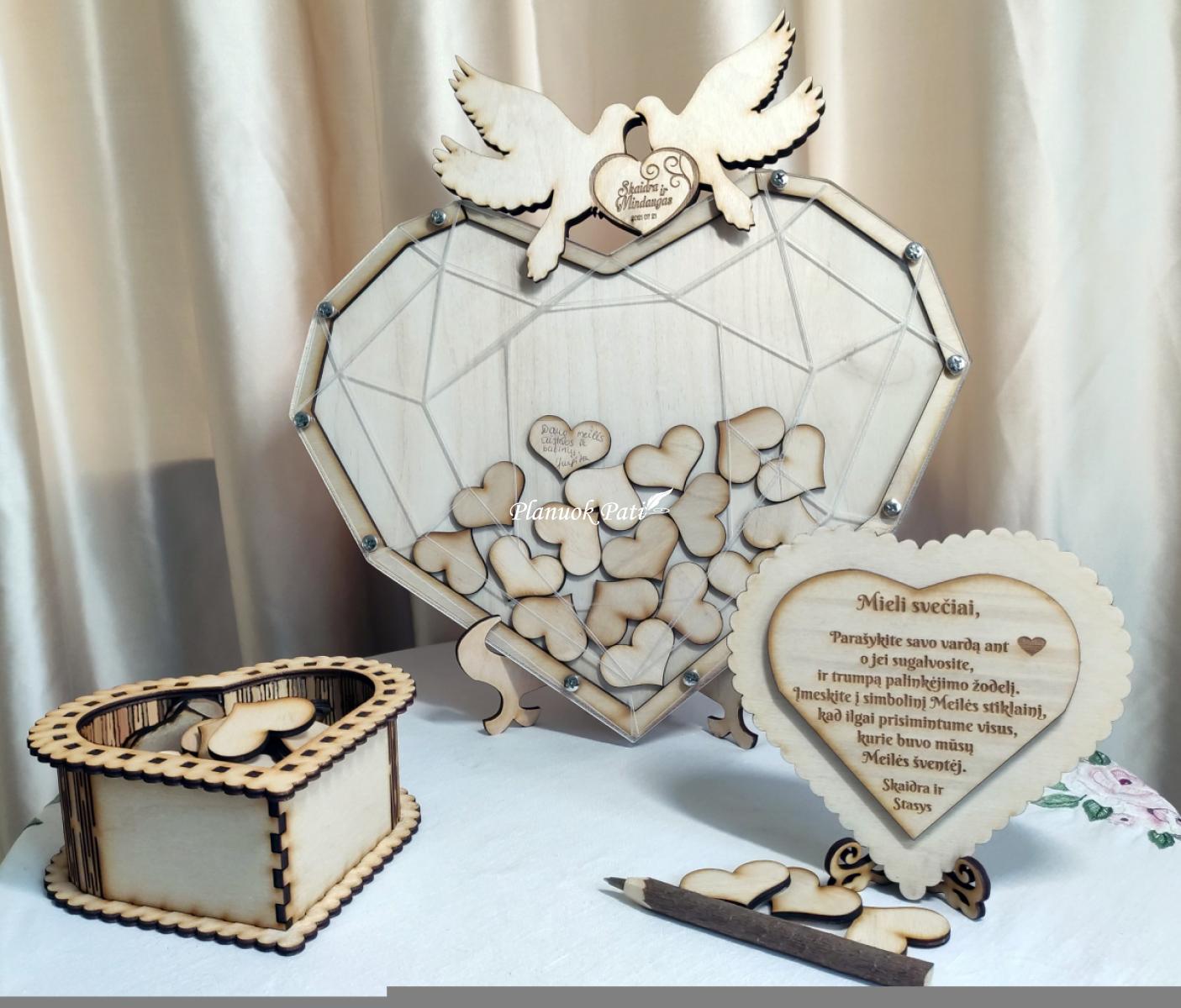 Deimantinė širdis svečių palinkėjimams