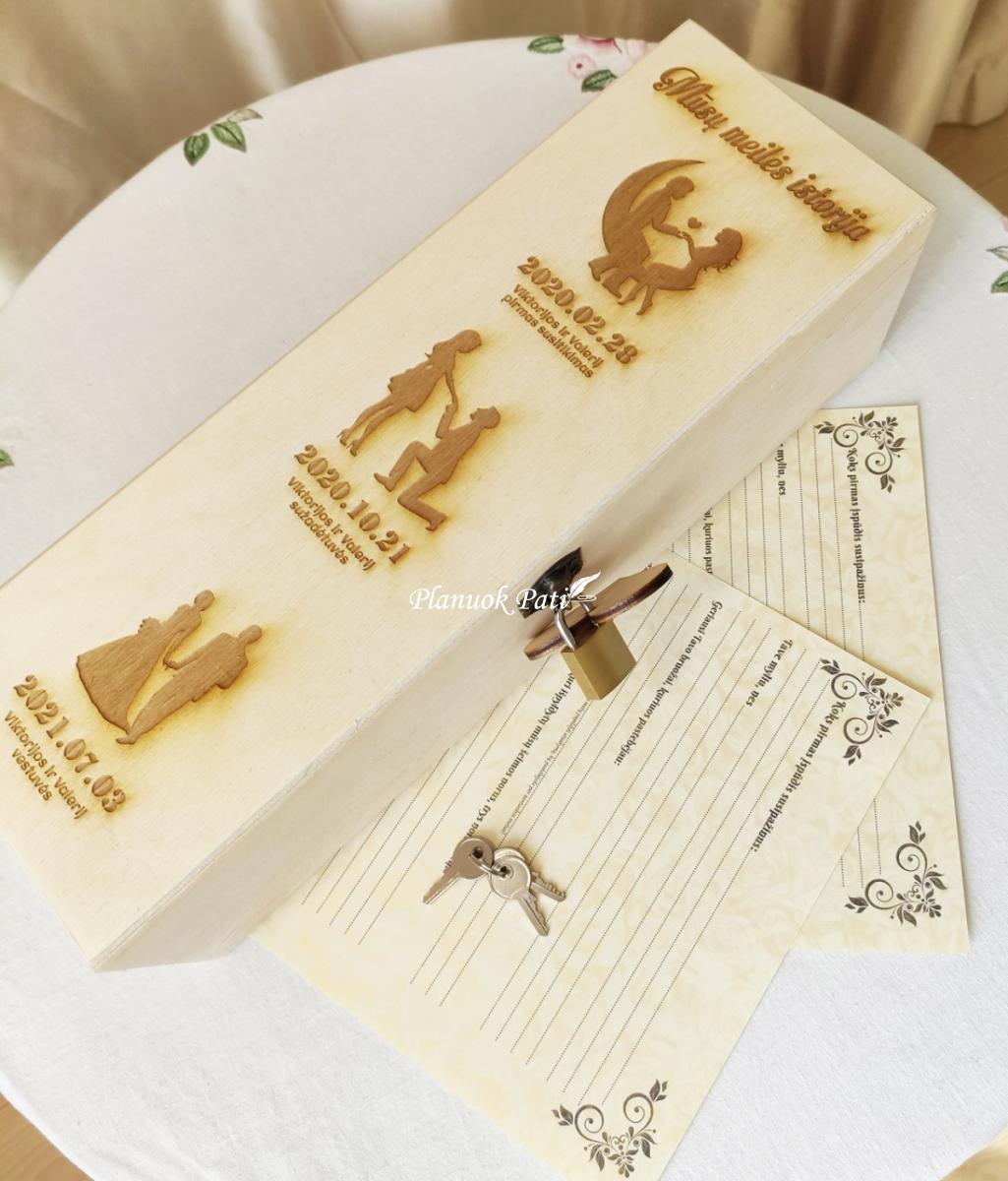 Vyno dėžė su spynele vestuvių metinėms