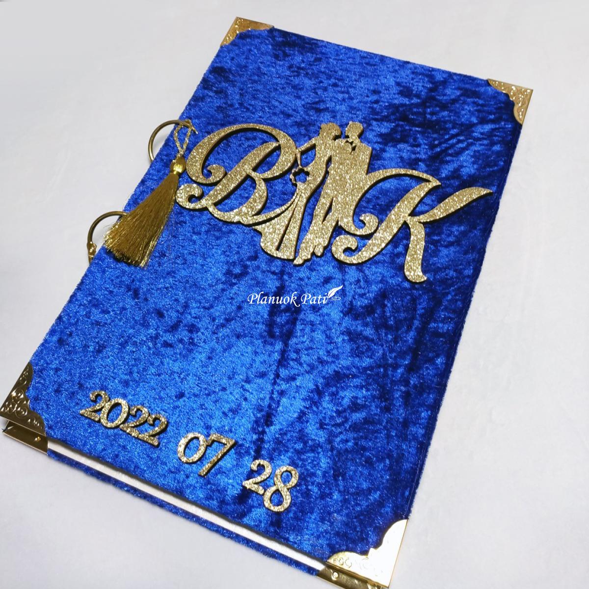 Svečių palinkėjimų knyga veliūriniu/aksominiu viršeliu A4 formato