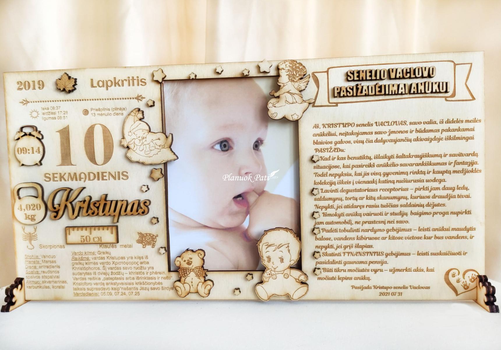 Pasižadėjimai seneliams su vaikučio gimimo metrikais