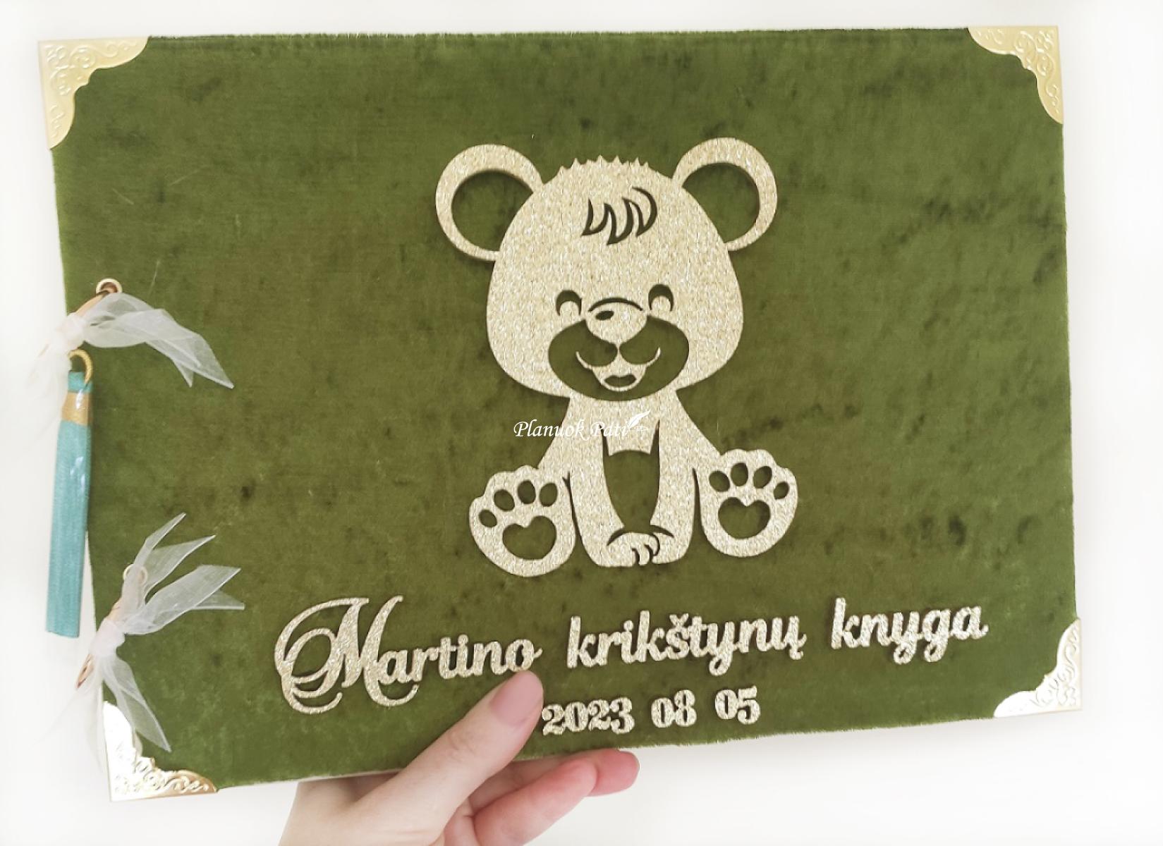 Krikštynų palinkėjimų knyga aksomo viršeliu