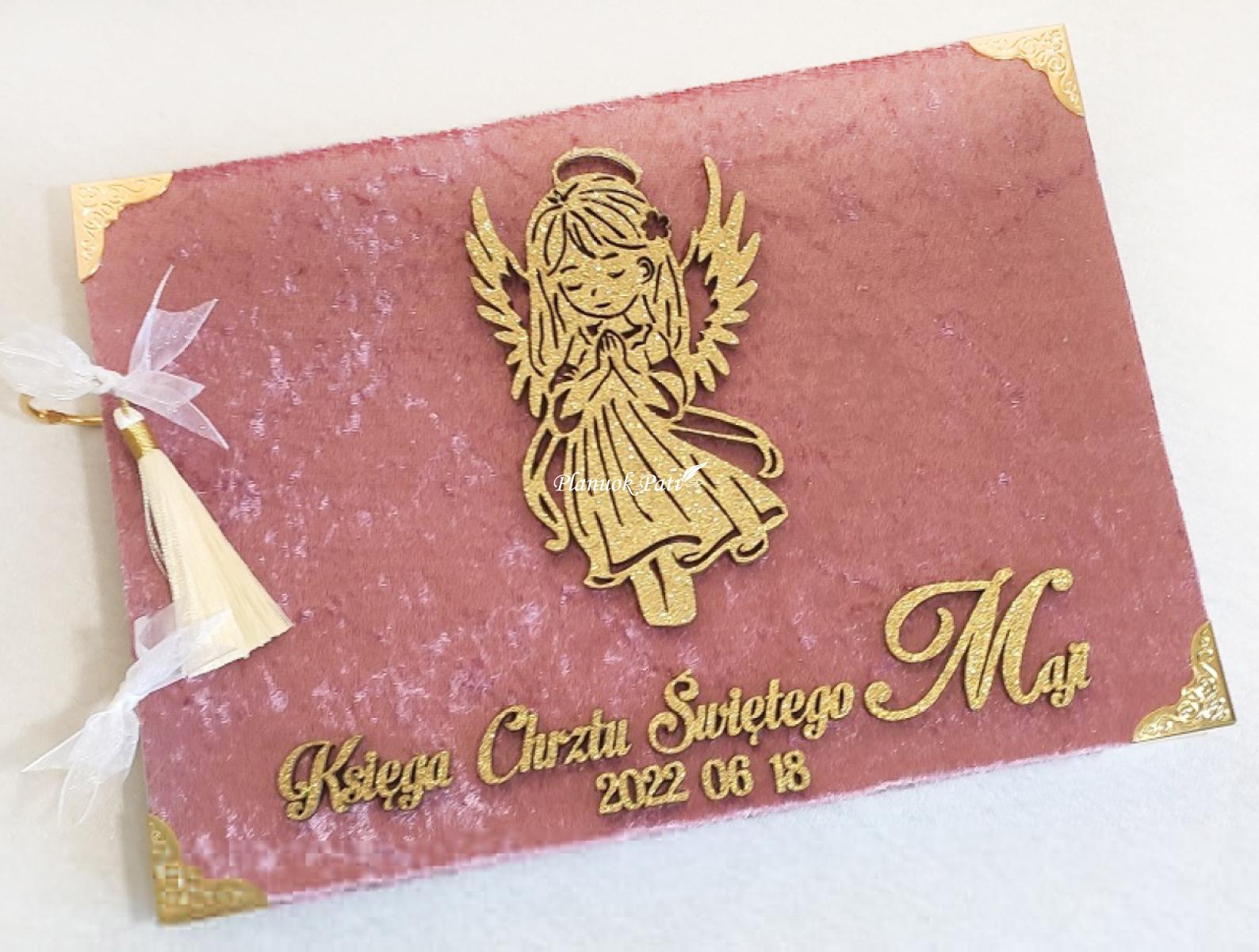 Aksominė krikštynų palinkėjimų knyga su individualiomis anketomis