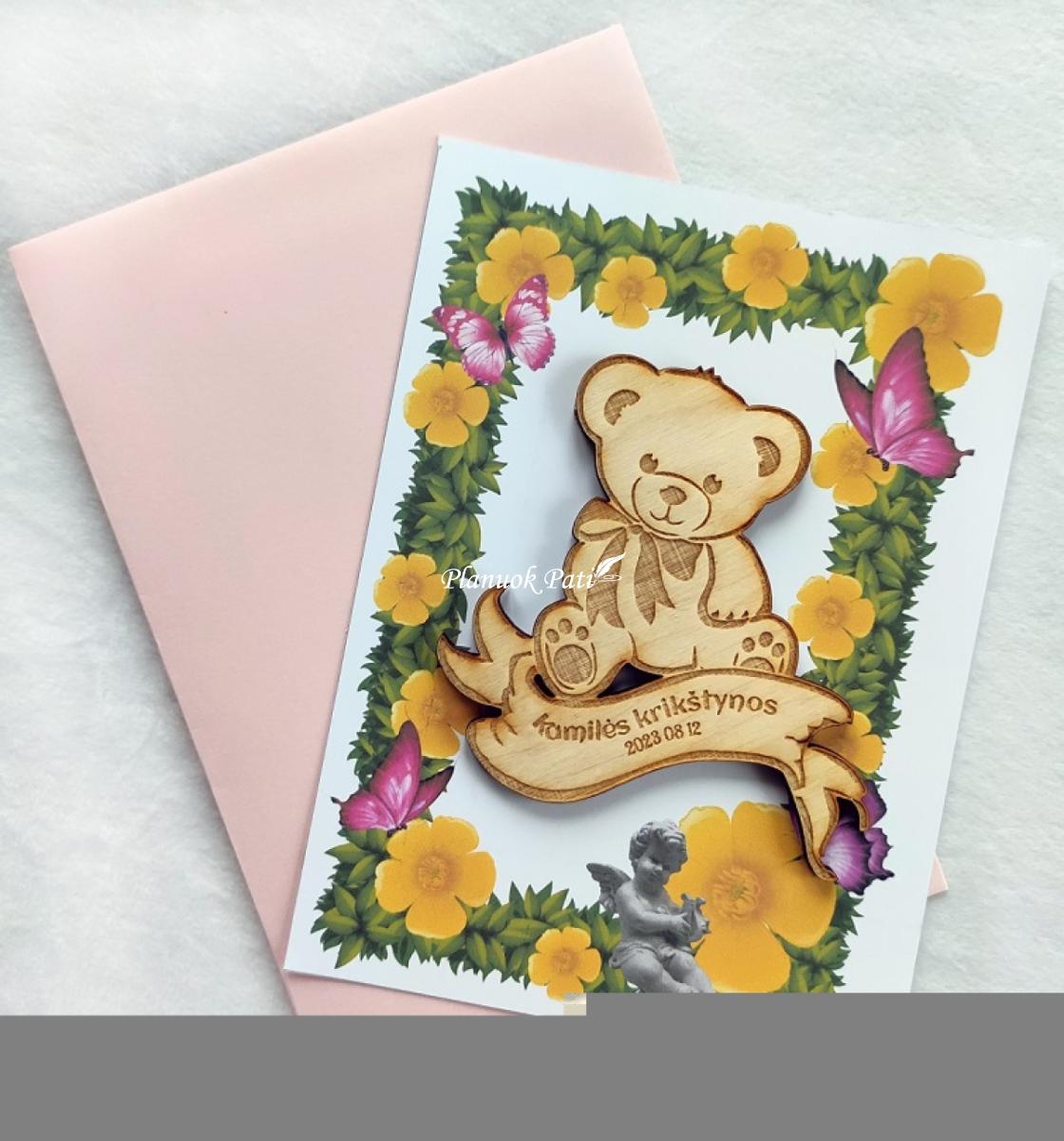 Krikštynų kvietimas svečiams - magnetukas