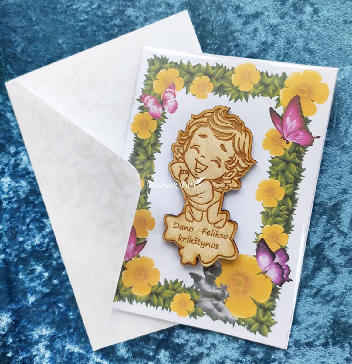 Krikštynų kvietimas svečiams - magnetukas