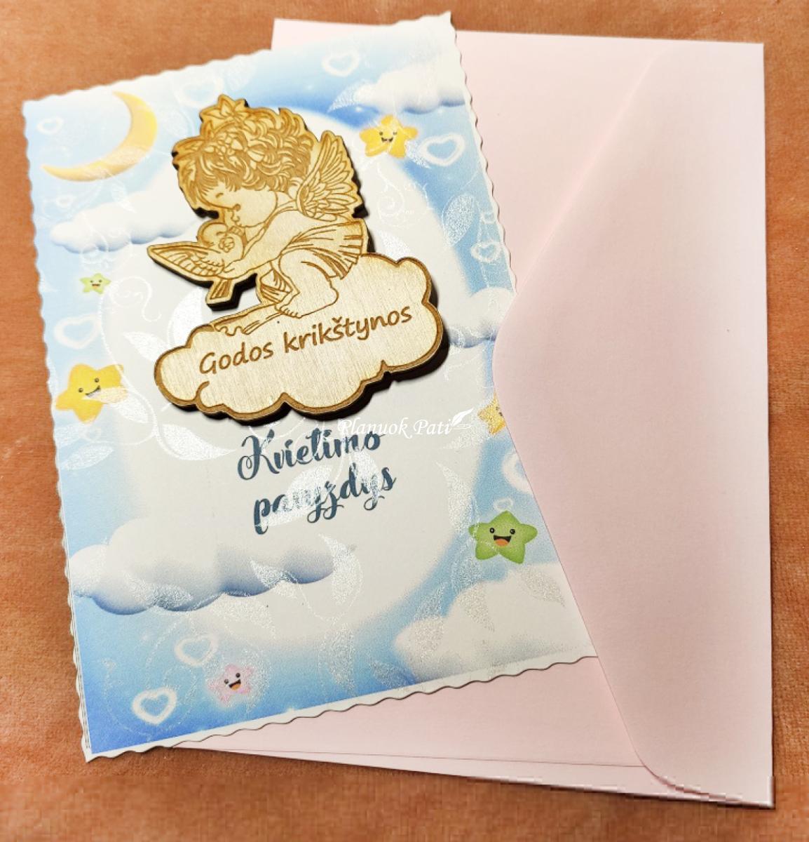 Krikštynų kvietimas svečiams - magnetukas