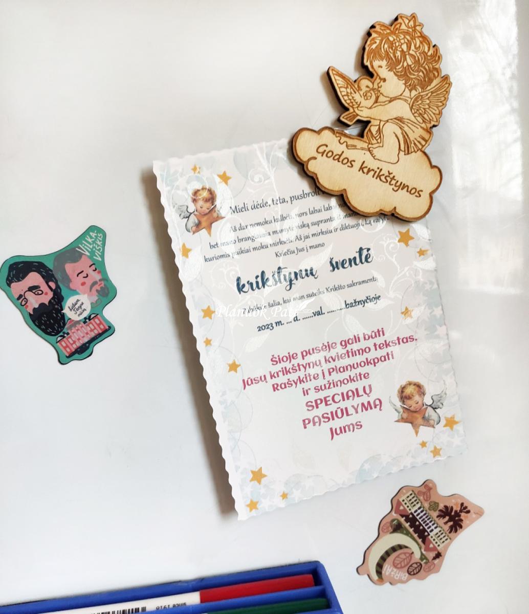 Krikštynų kvietimas svečiams - magnetukas