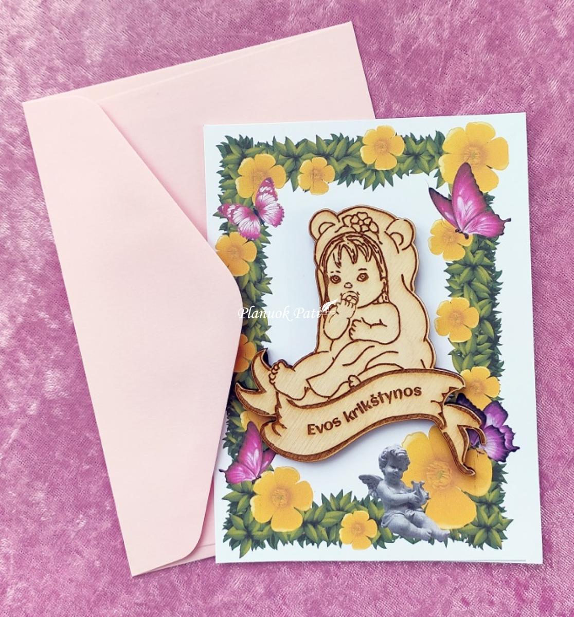 Krikštynų kvietimas svečiams - magnetukas