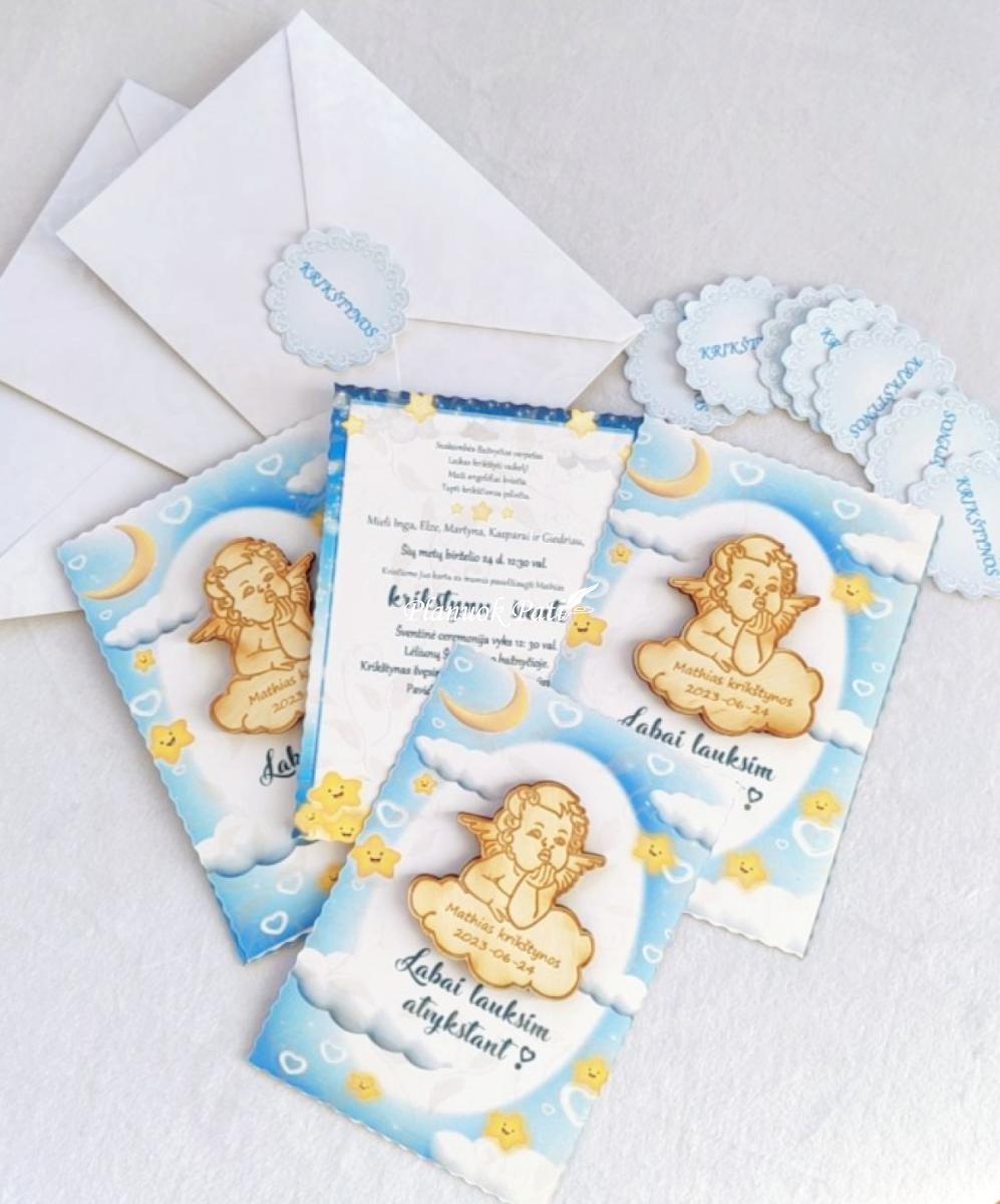 Krikštynų kvietimas svečiams - magnetukas