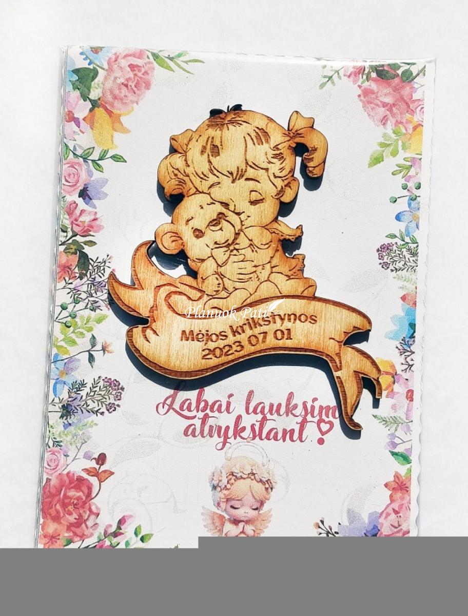 Krikštynų kvietimas svečiams - magnetukas