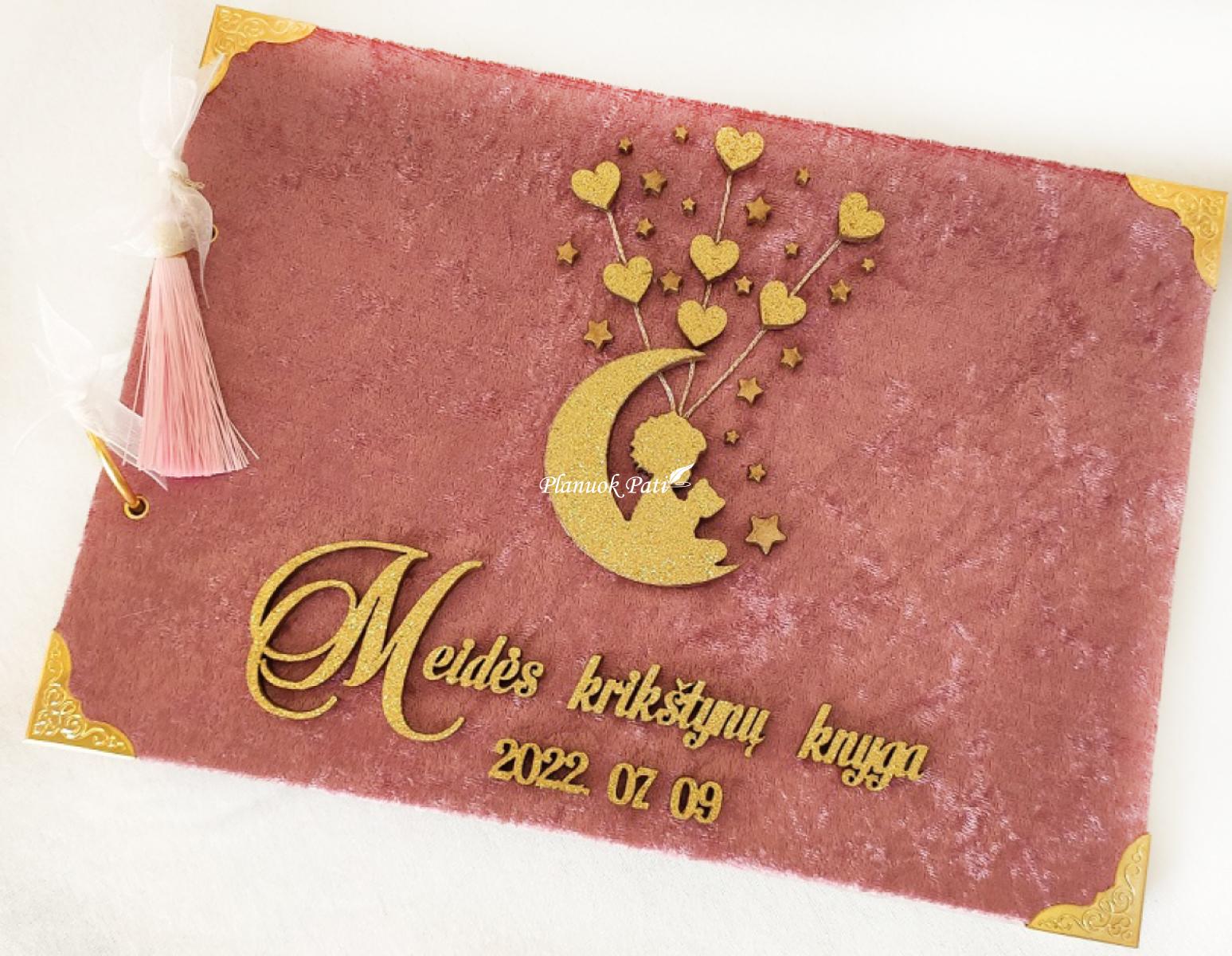Komplektas krikštadėžė ir aksomo krikštynų knyga