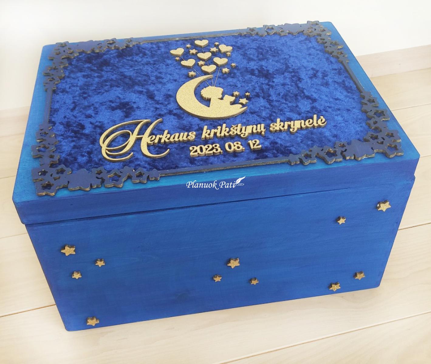 Komplektas krikštadėžė ir aksomo krikštynų knyga