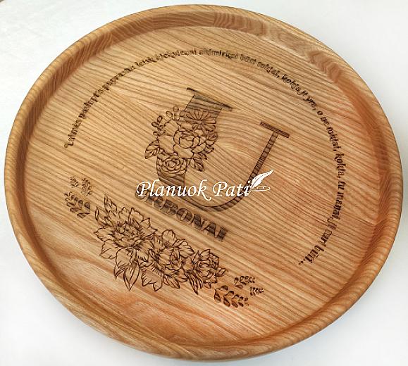 Medinis padėklas su krašteliu 30cm